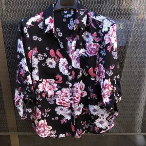 Women’s black blouse with flowers